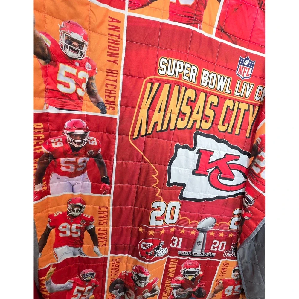 Kansas City Chiefs Super Bowl LIV Blanket 2020‎ Mahomes Travis Kelce 60x53 Throw
